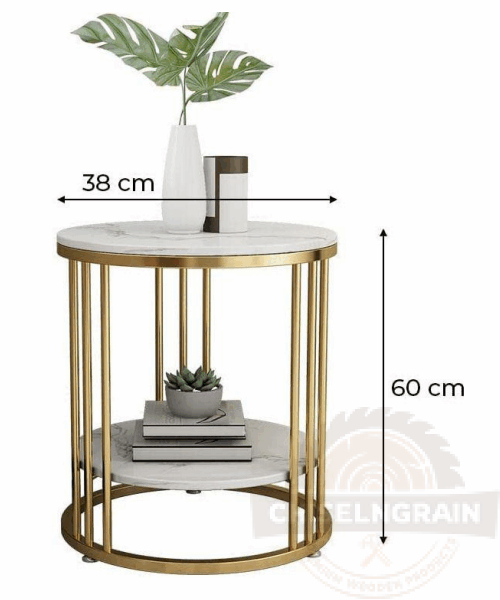 Round Side Table with Shelf