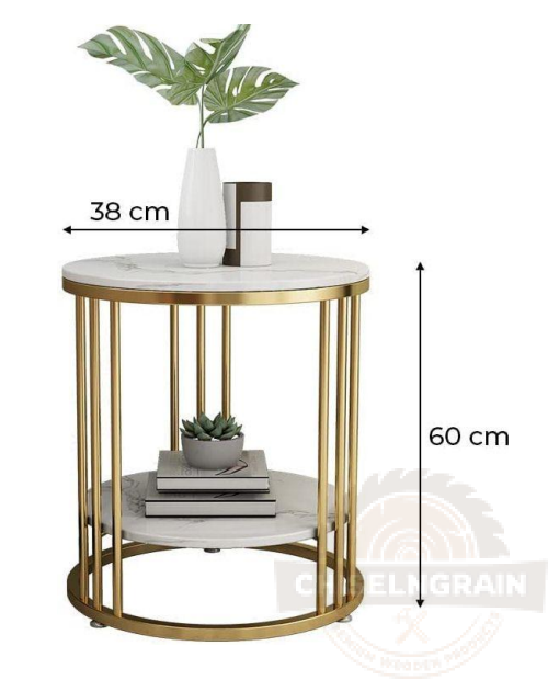 Round Side Table with Shelf