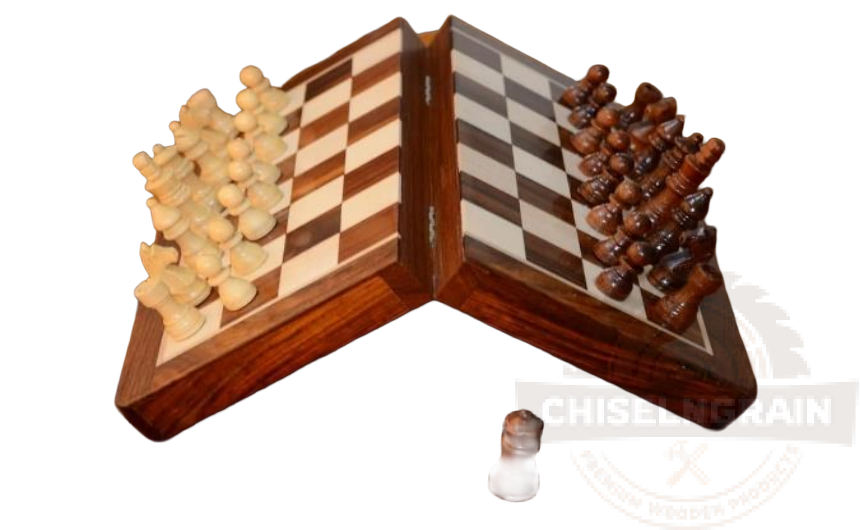 Wooden Folding Chess Board Set