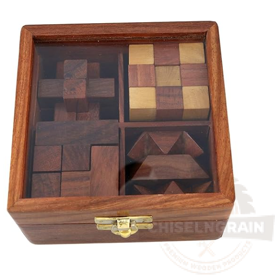 Wooden Puzzle Brain Teaser Game Set