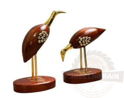 Wooden Decorative Bird Pair
