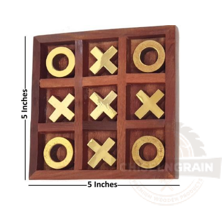 Wooden Tic Tac Toe Game (XOXO Puzzle Board – 5 Inch)