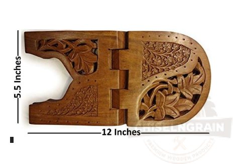 Wooden Rehal (Book Stand) – 12 Inch Handcrafted Floral Design