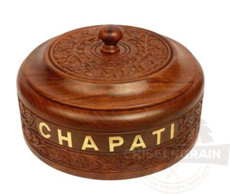 Wooden Chapati Box with Lid