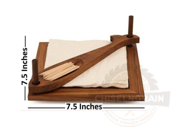 Wooden Napkin Fish Tissue Stand | Tissue Paper Holder with Toothpick Holder for Kitchen Counter, Dining Table, and Office | Wooden & Iron Tissue Box Holder (Brown)