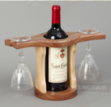 Wooden Wine Bottle & Glass Holder Stand