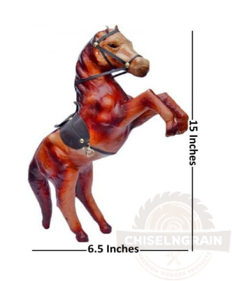 Handcrafted Wooden Horse Figurine (15 x 6.5 Inches)