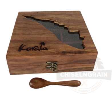 Double Wooden Spice Bowl Set with Tray & Spoons [Woodora Special]