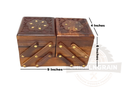 Handcrafted Wooden Folding Jewelry/Storage Box (Dual Compartments)