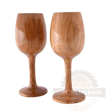 Click to see full view soulvinee Handmade Pure sheesham 260ml Wooden Wine Glass Tableware Wine Dining Glasses Bar Drinkware Eco-Friendly - Image 2